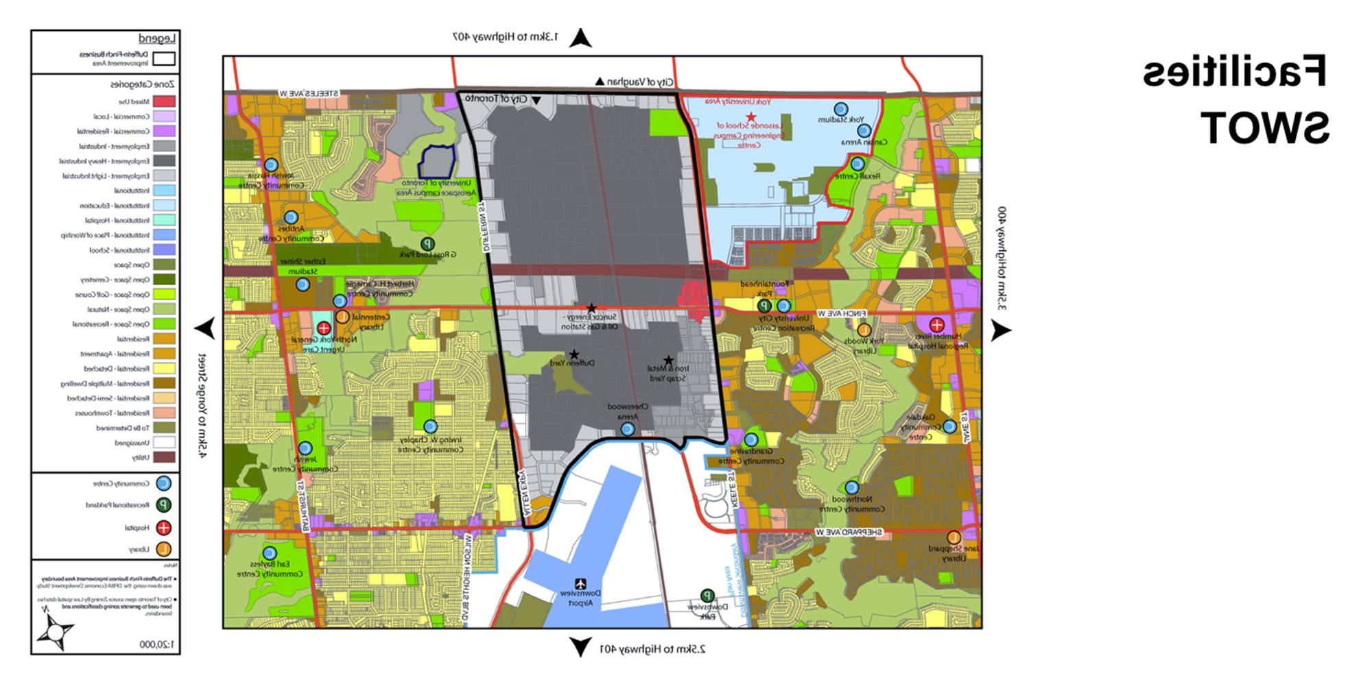 地图显示杜克高地附近的设施. Algonquin College Student Common Stormwater Management Concept. 有关全文，请下载下面的项目PDF